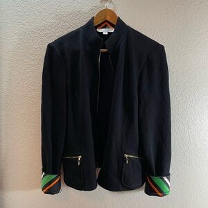 Vintage St. John Silk Color Striped Lightweight Sweater Jacket Quiet Luxury